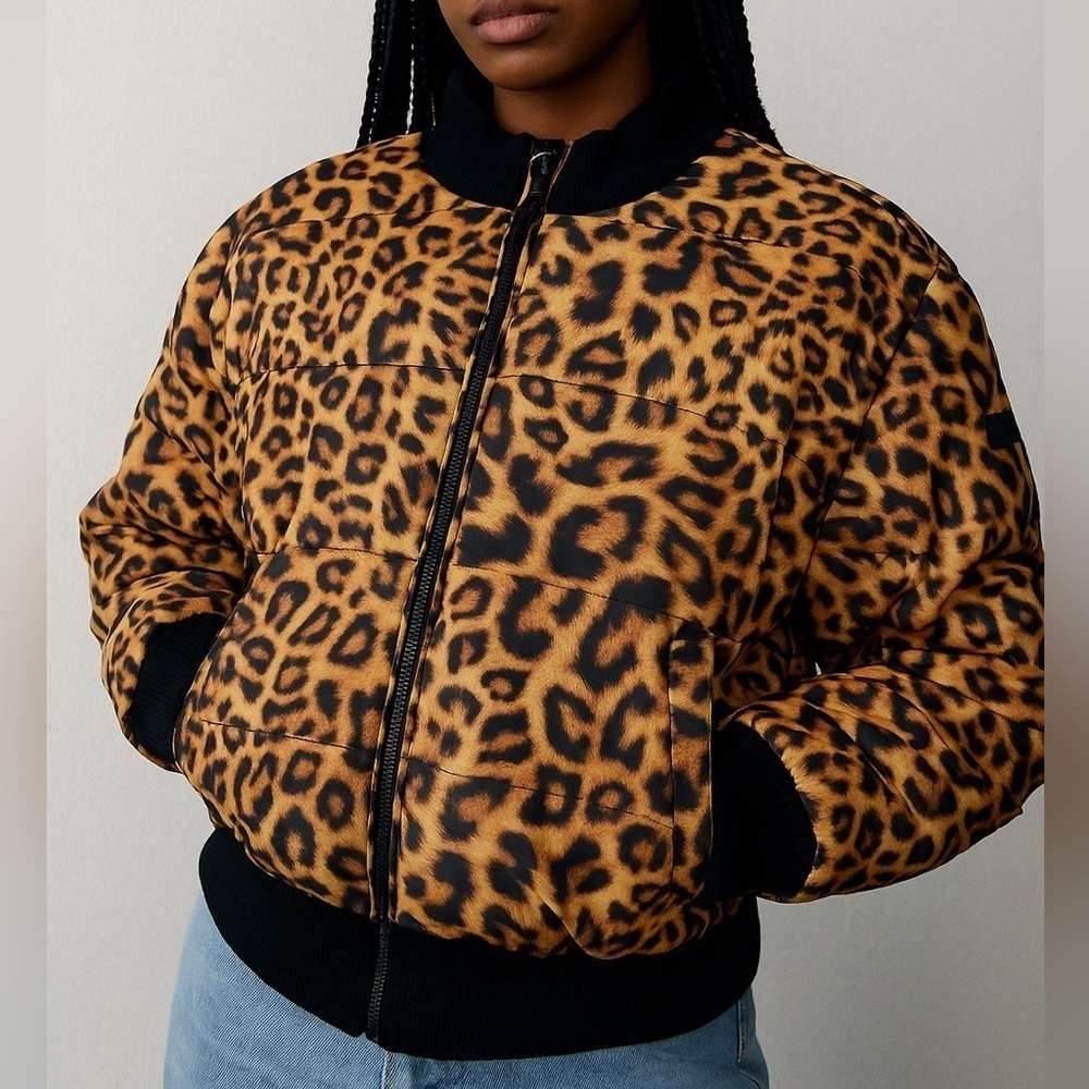 Leopard Print Bomber Jacket for Women